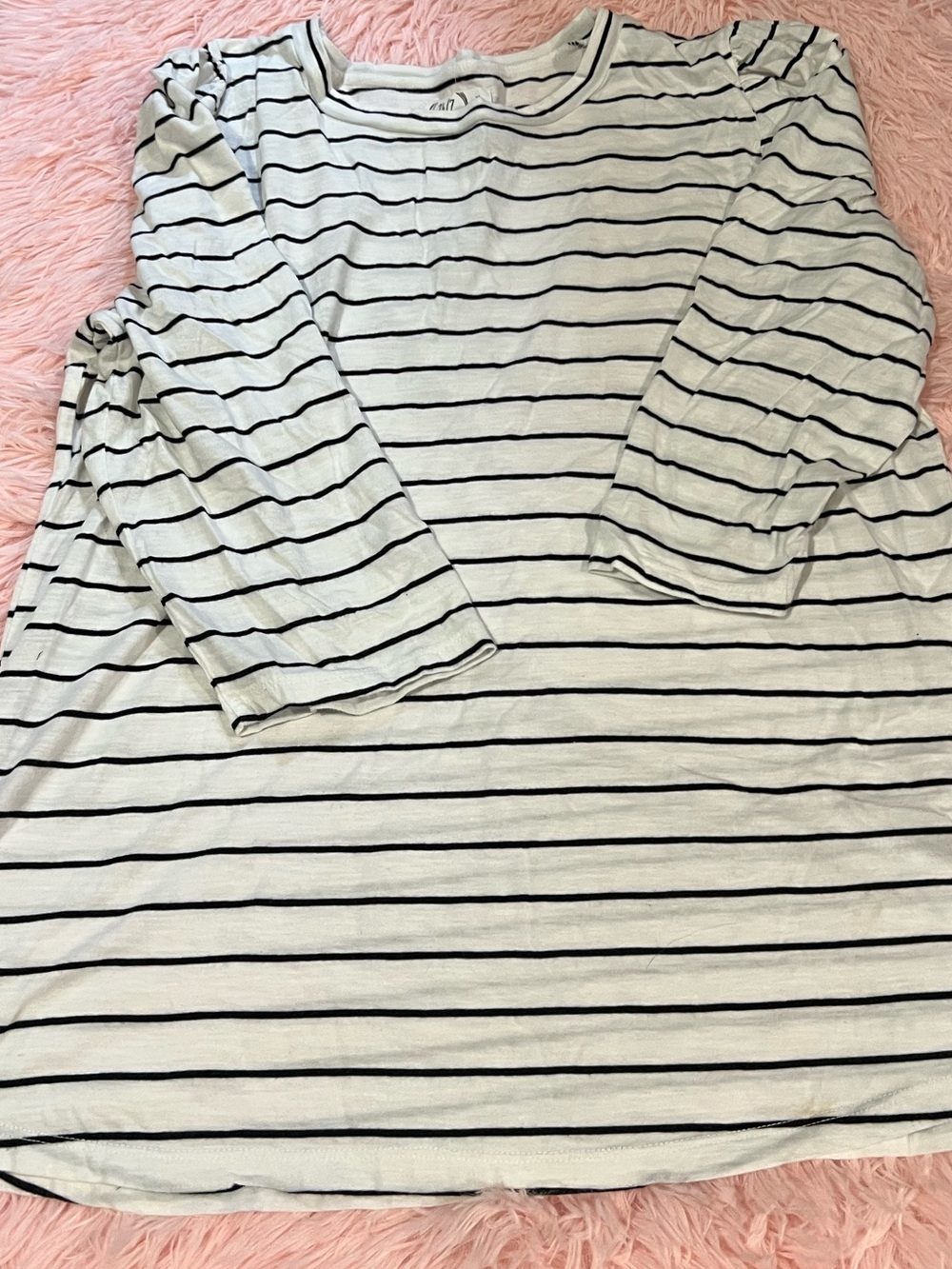 Maurices White Striped Tunic Top with Black Lines